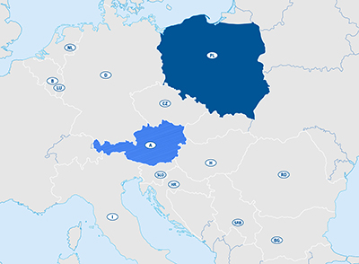 Europakarte neue Niederlassung Polen
