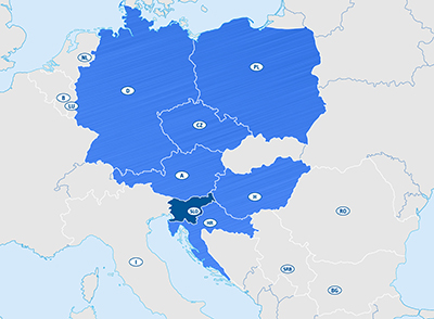 Europakarte neue Niederlassung Slowenien